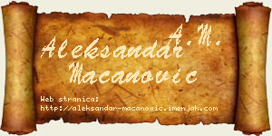 Aleksandar Macanović vizit kartica